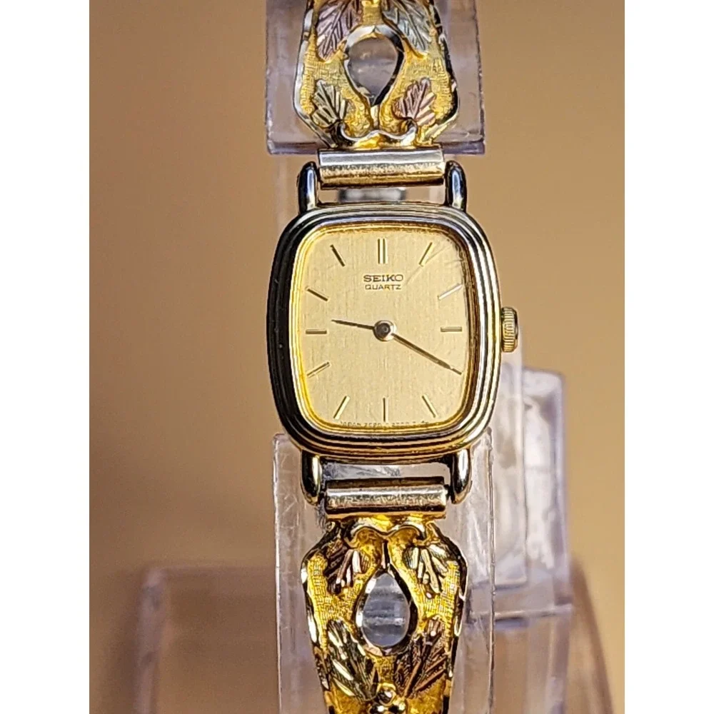 Vintage SEIKO Watch‎ STAMPER Signed 10k Black Hills Gold Women's 10K Yellow Gold